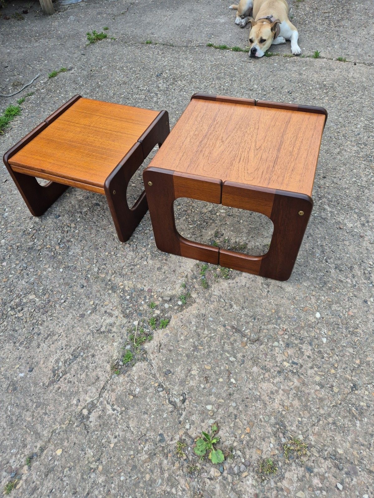 Furniture Vintage / Retro / Mid Century Teak, Nest Of 2 Tables photo
