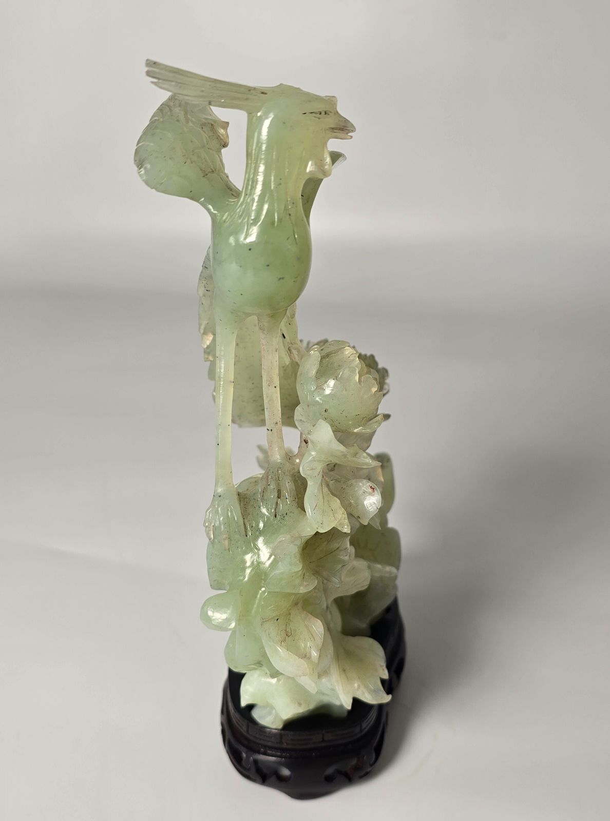 Vintage Chinese Pale Green Hand Carved Stone Group Of Birds C 1930 photo vinterior