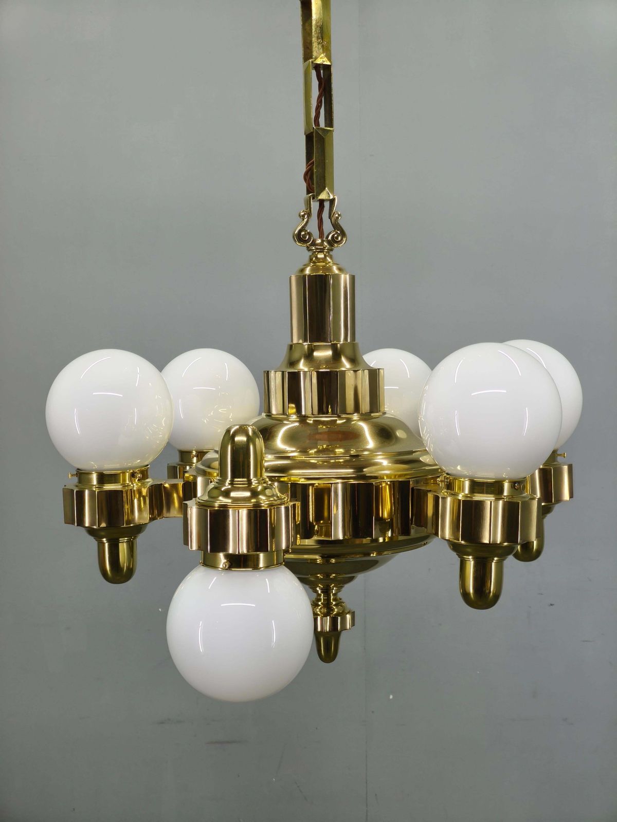 3289.0 Lustre Art Déco tchèque en laiton à double position de bras, années 1930 photo