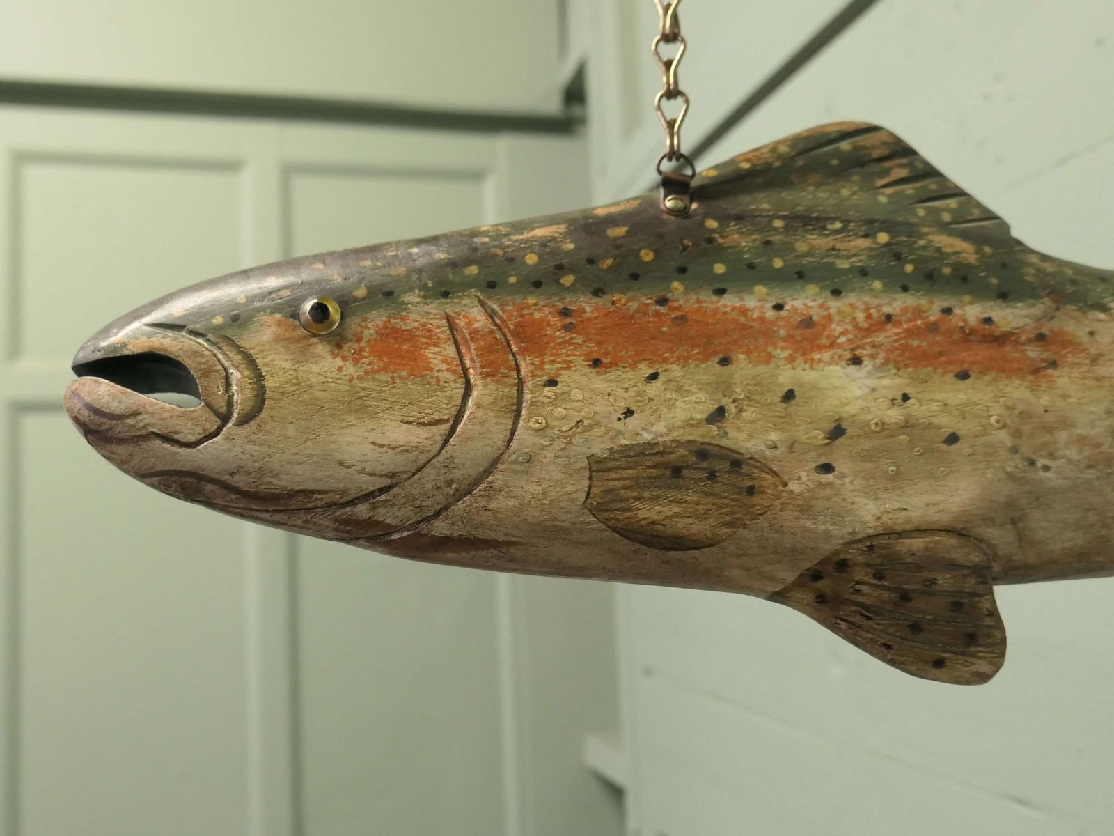 Fish Trade Sign, Rainbow Trout, Fishing Bait And Equipment This Is An Lovely Old Sign photo for sale