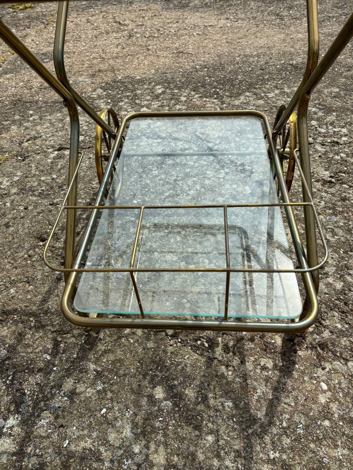 Vintage Gold Metal Trolley., Mid 20th Century photo Furniture