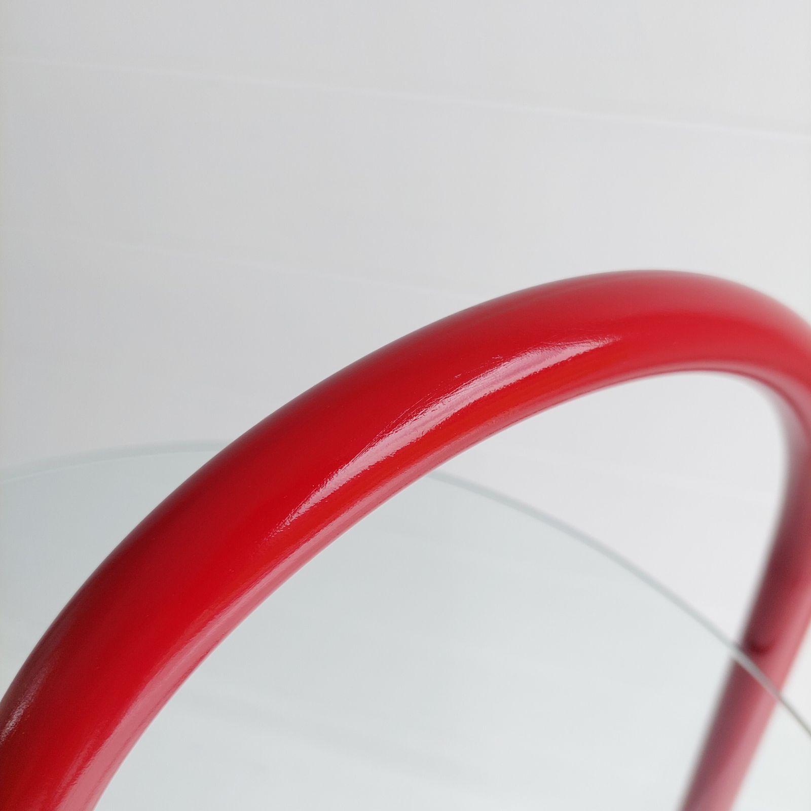 Furniture Vintage Ikea Ry Coffee Side Tables Glass Red Aluminium Postmodern Memphis, 1980s Set Of 2 photo