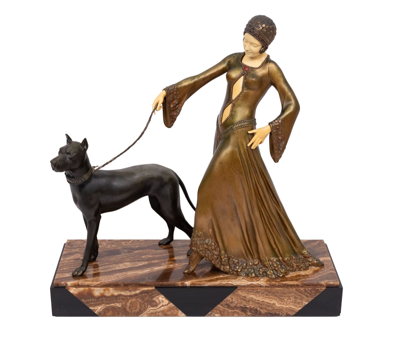 Groot Indrukwekkend Art Deco Beeld, "The Guardian" Van Georges Gori, Jaren 1920, Frankrijk