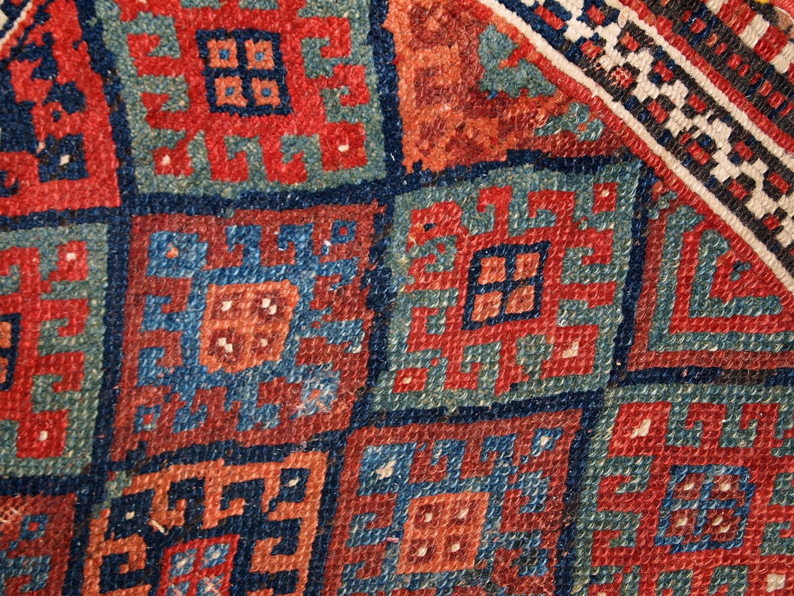 Sac tribal d'époque fait main, motif en losanges - 56 × 73 cm - années 1880 photo vinterior