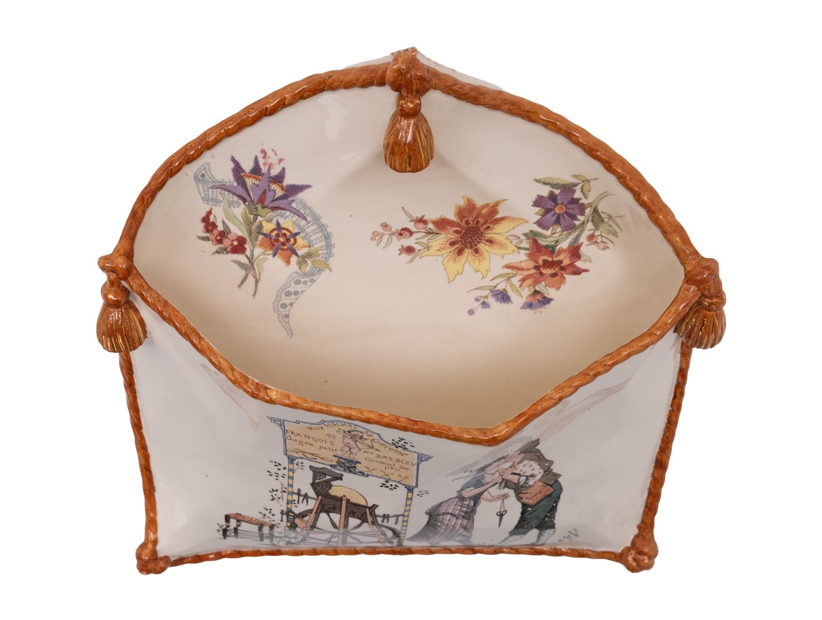 Sarreguemines Keramische Brievenbus – Begin 20e Eeuw, Frankrijk photo Woonaccessoires