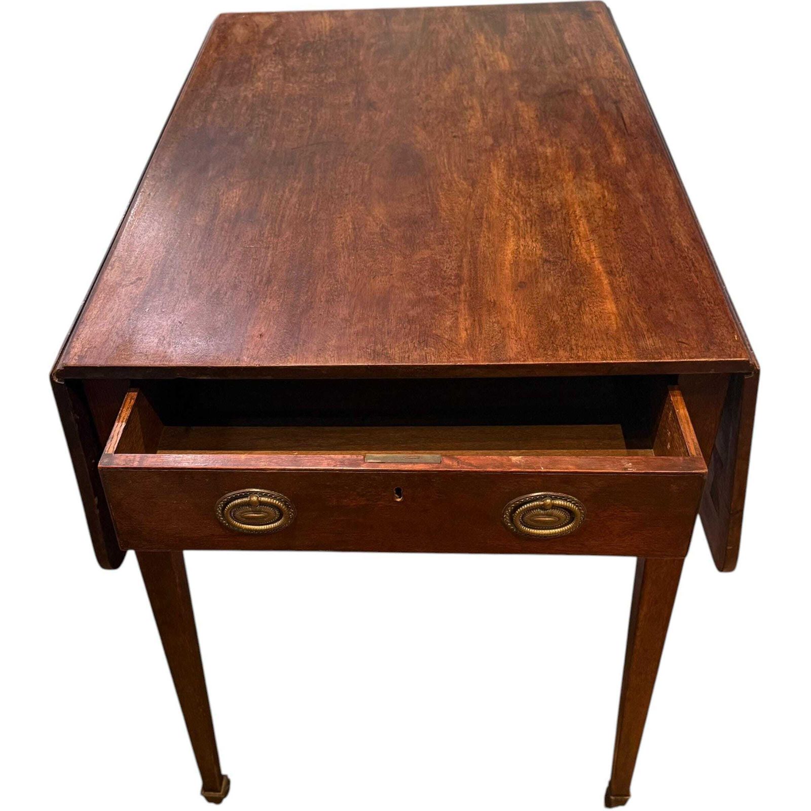Antique Georgian Mahogany Pembroke Table, Drop Leaf Side Table, English Antique Furniture, Occasional Table With Drawer photo Furniture