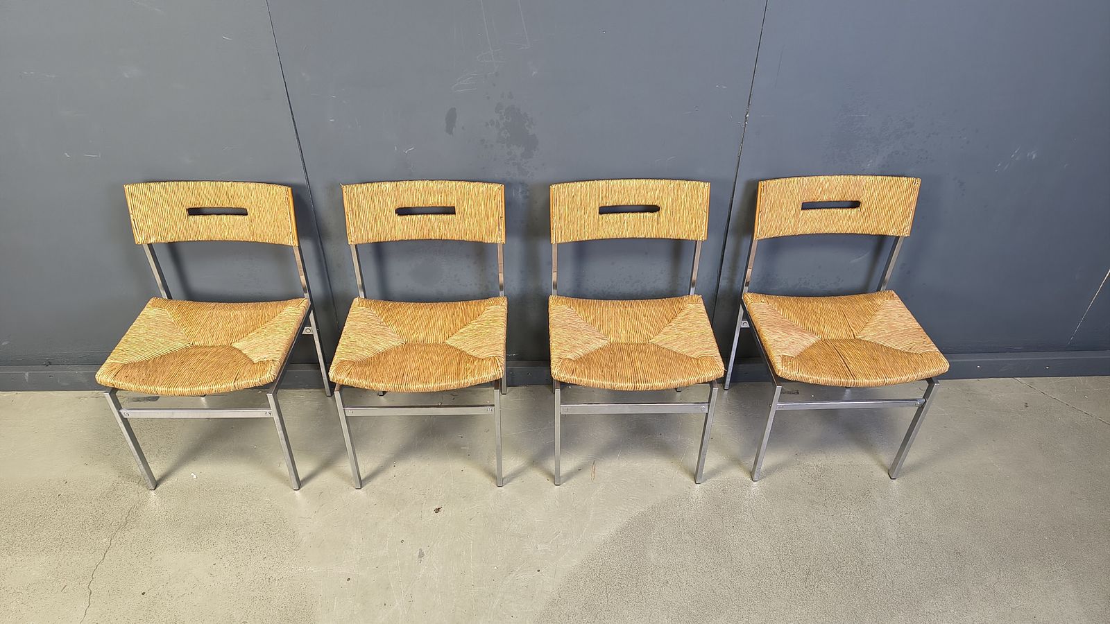 Belgian Wicker And Chrome Dining Chairs, 1970s   Set Of 4 photo furniture