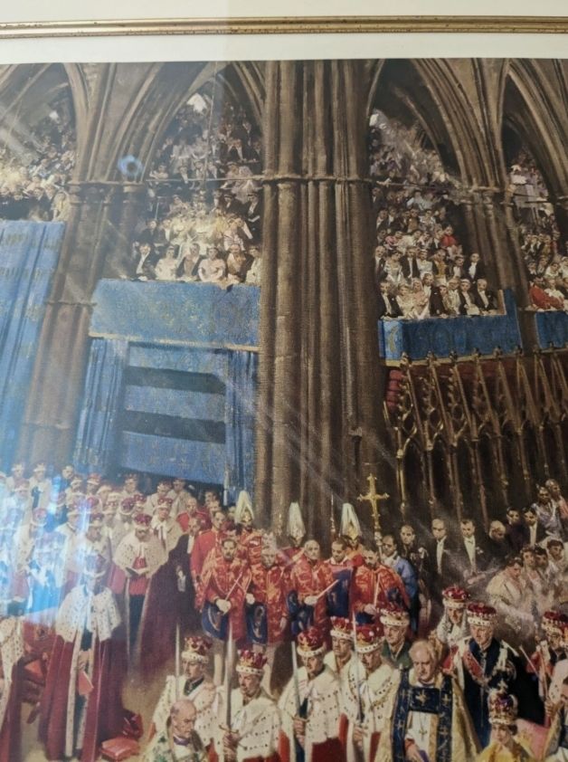 Terence Cuneo Signed Queen Elizabeth II Coronation Print. 106cm X 86cm Framed photo vintage