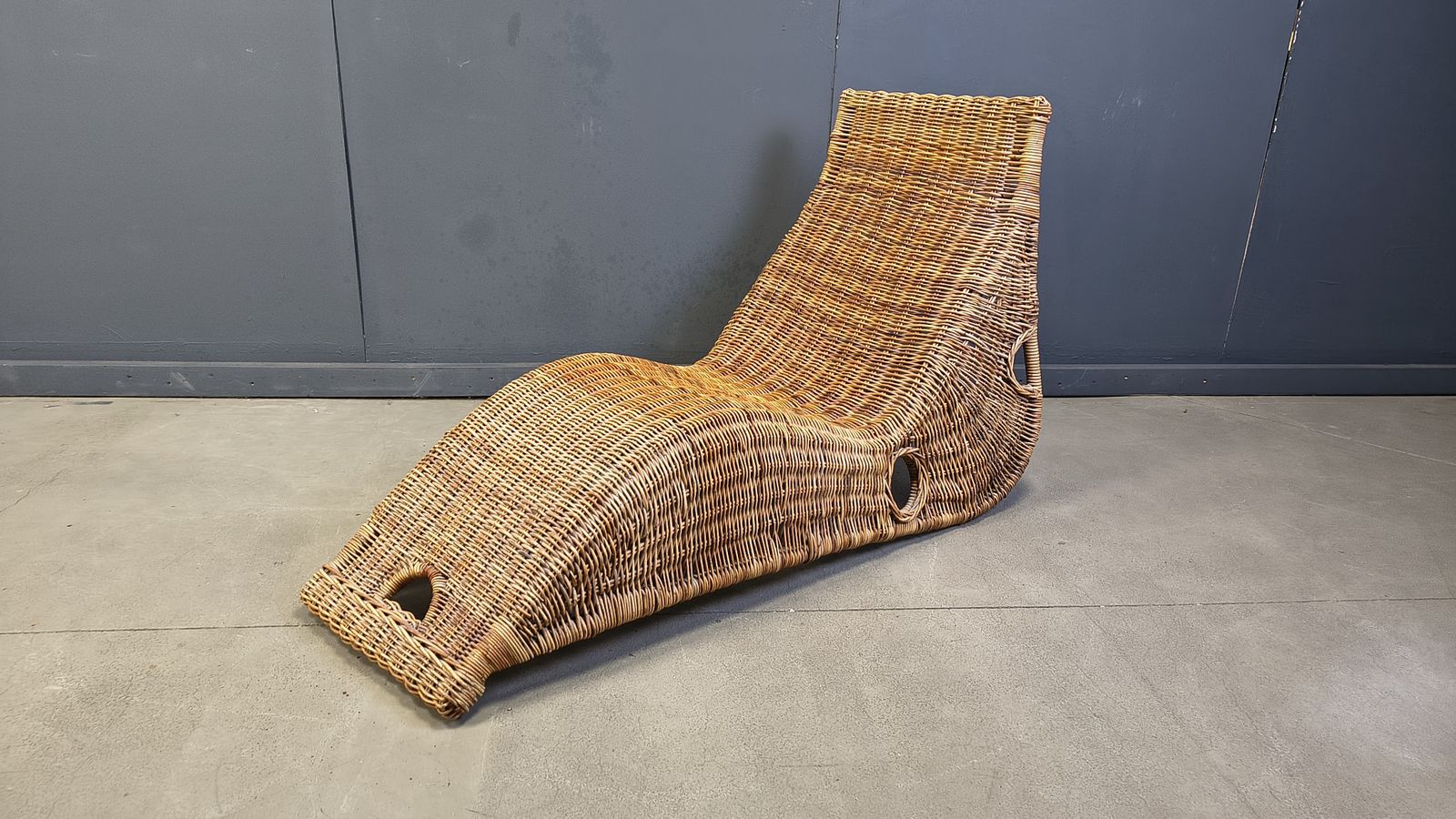 Vintage Wicker Chaise Longue, 1980s