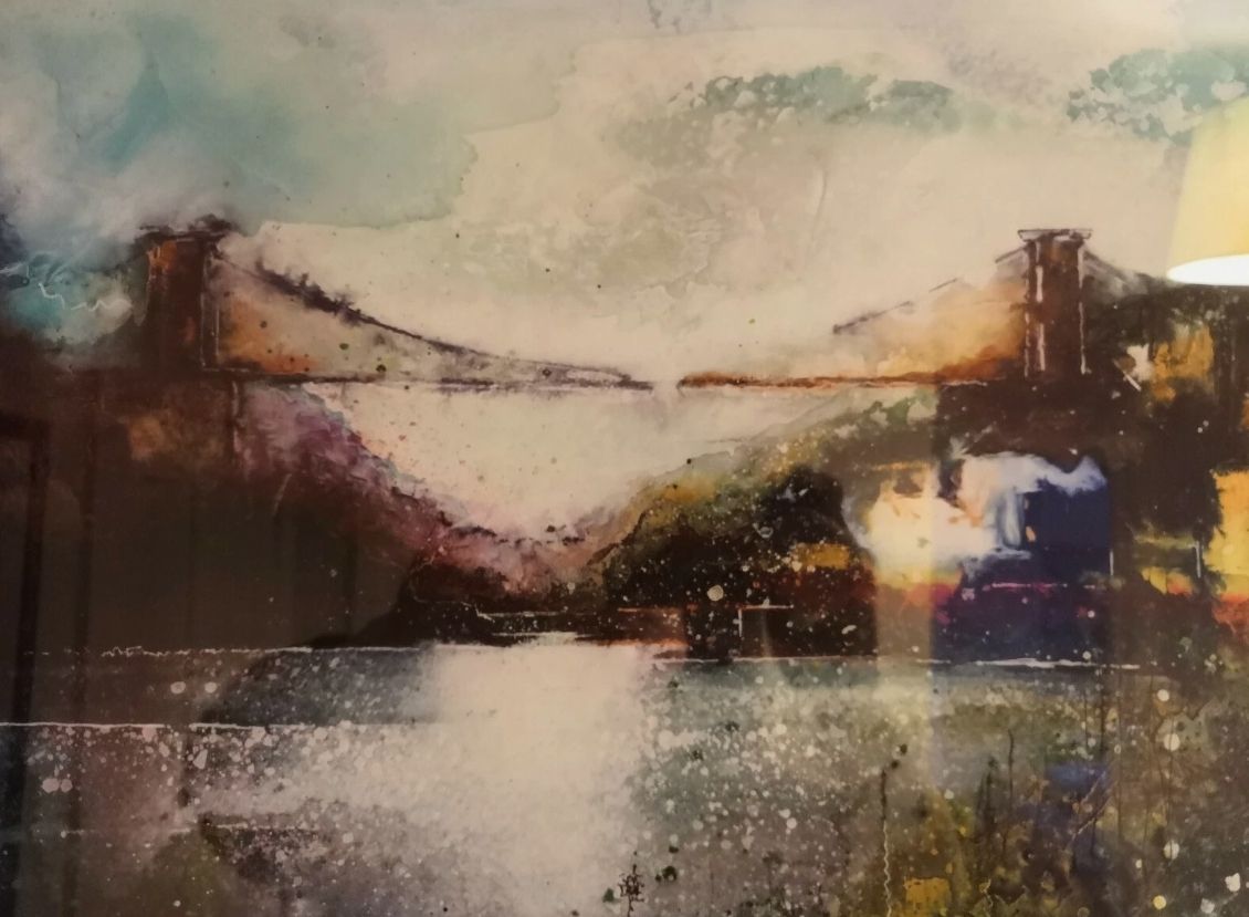 Clifton Suspension Bridge Print. Bristol. Impressionist Art. Ink photo for sale