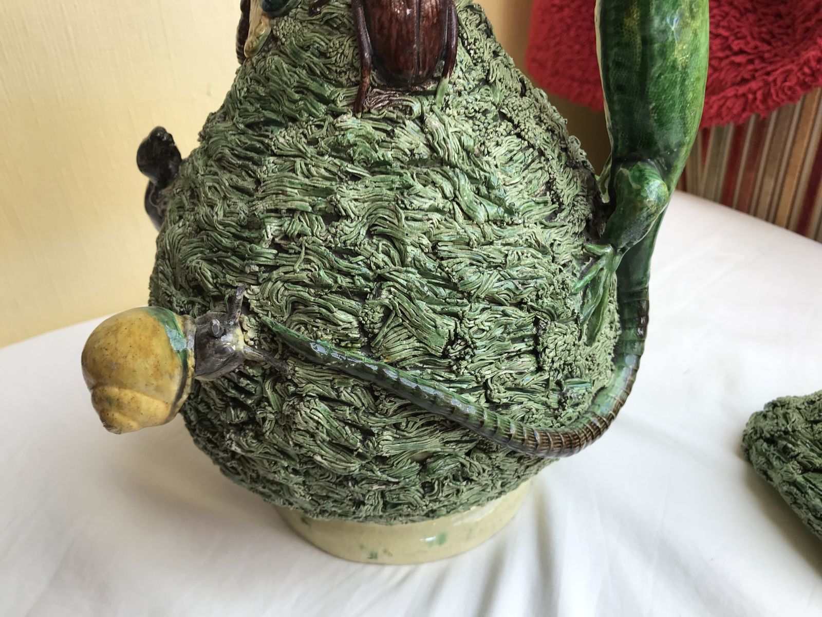 photo furniture 19th Century Portugese Mafra Majolica Pallisy Ewer And Cover