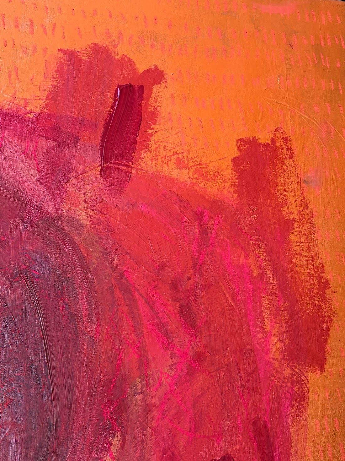Large Abstract Expressionist Painting In Burnt Orange & Red. Contemporary Textured Canvas photo Art