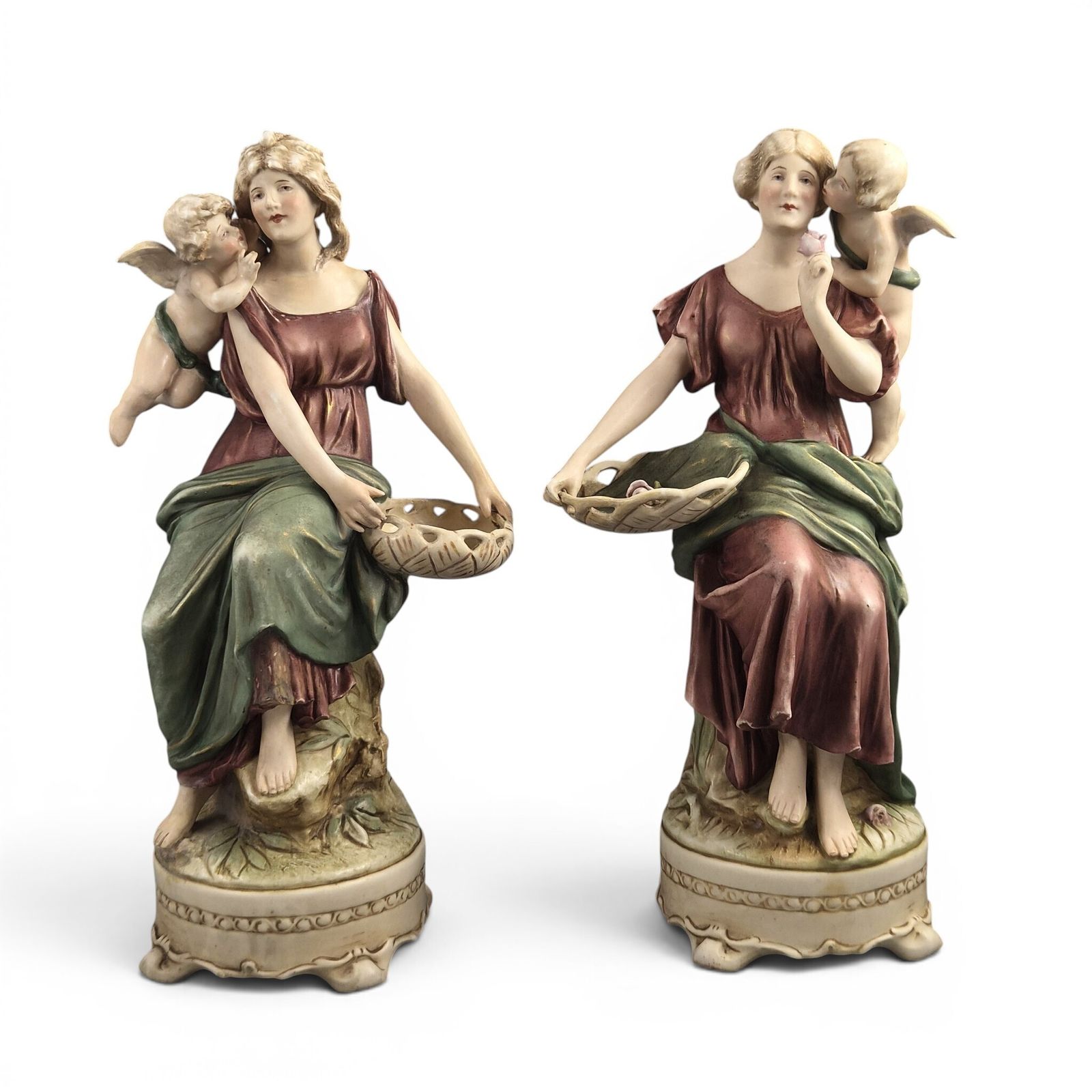 Royal Dux Bohemia Art Nouveau Maiden Figures By H. Schubert