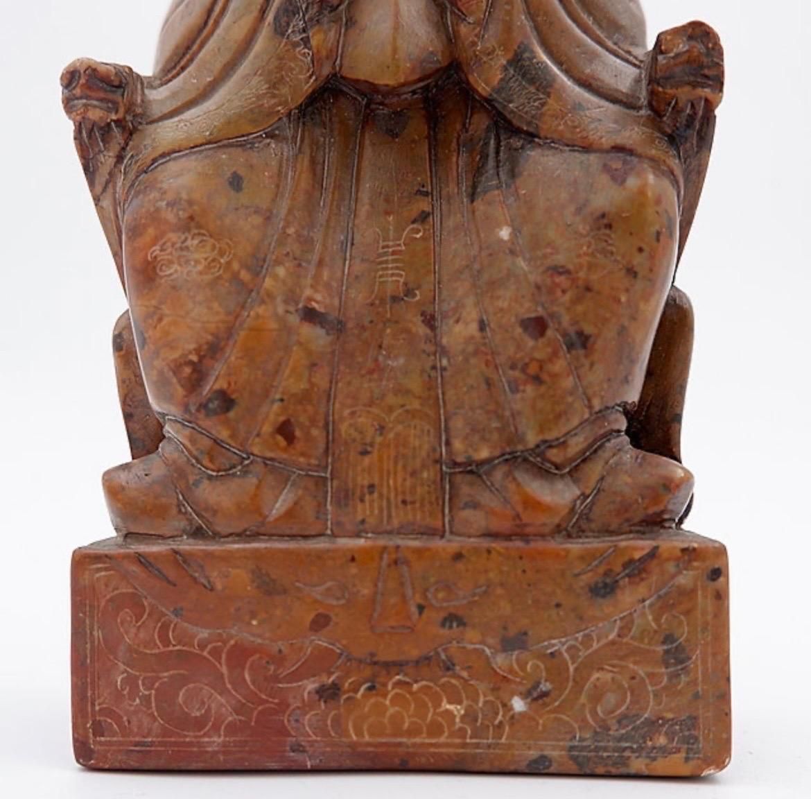 photo for sale A Stone Seal Carved With A Seated Official China, 20th