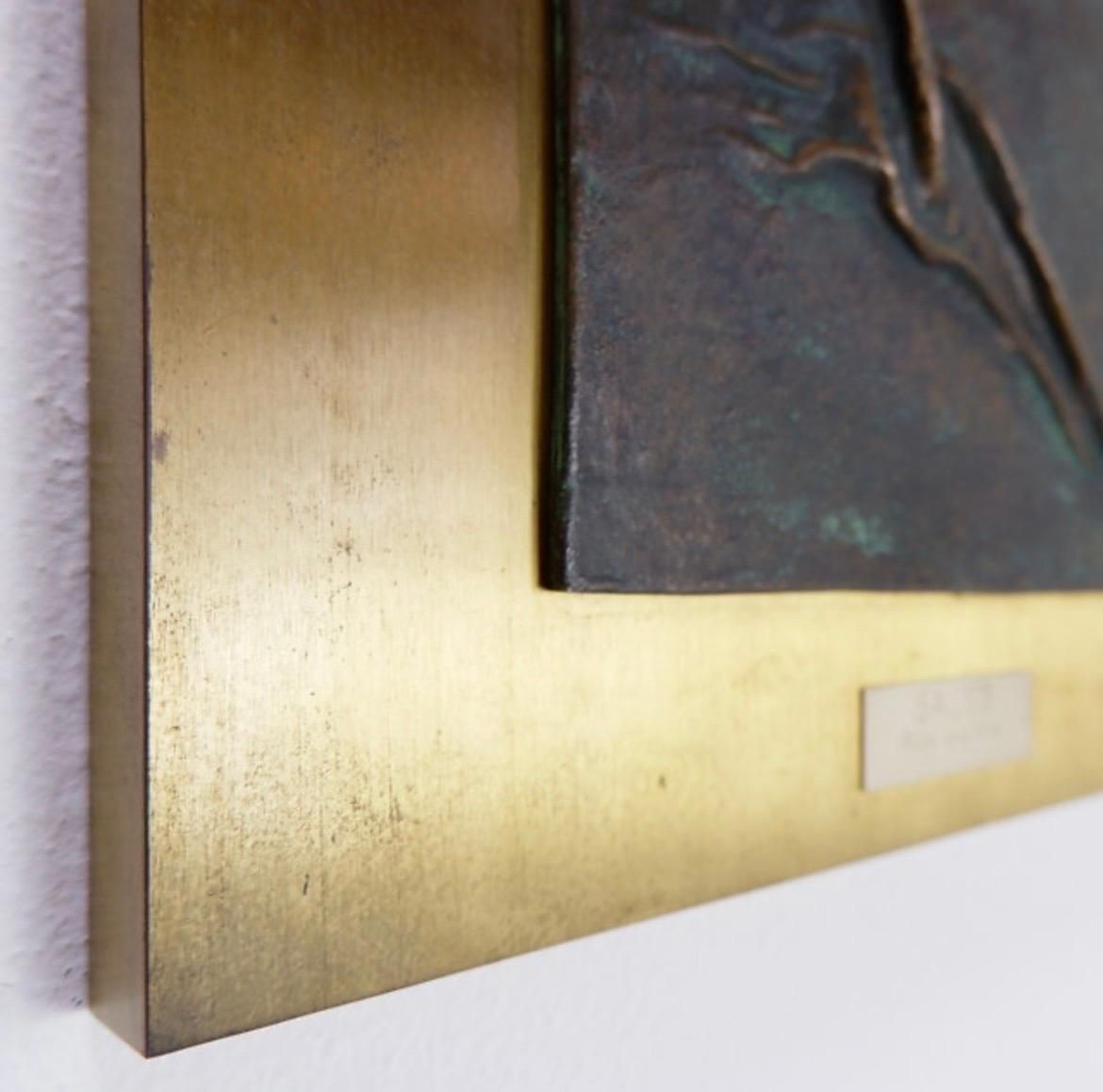 "Salto" Pilar De La Vega Martinez Bronze Sculpture On Panel photo vintage