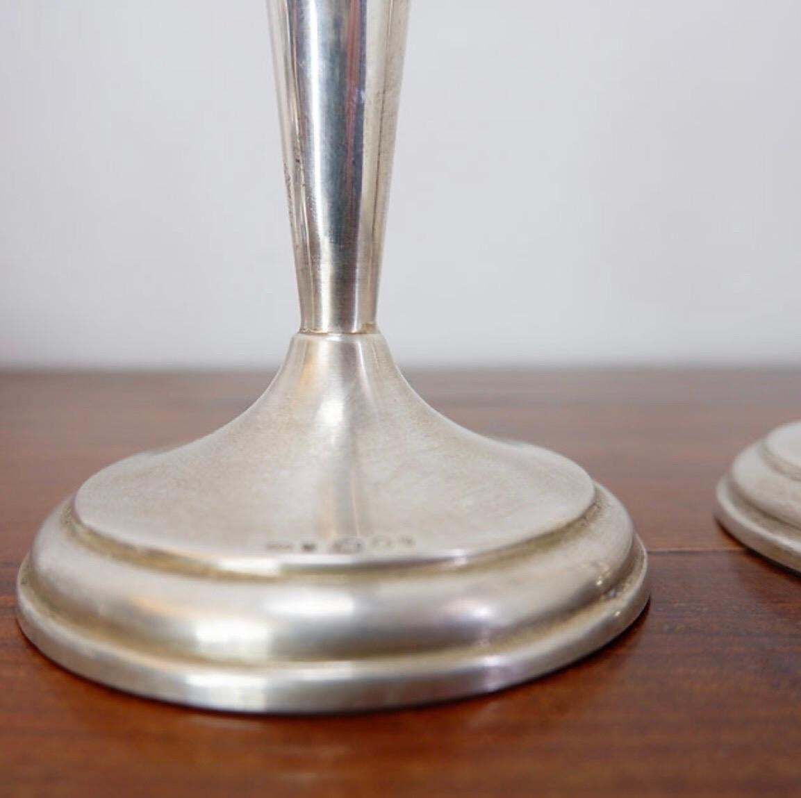 Pair Of 1970s Antique Silver Candlesticks, 9cm Diameter, Elegant Art photo buy