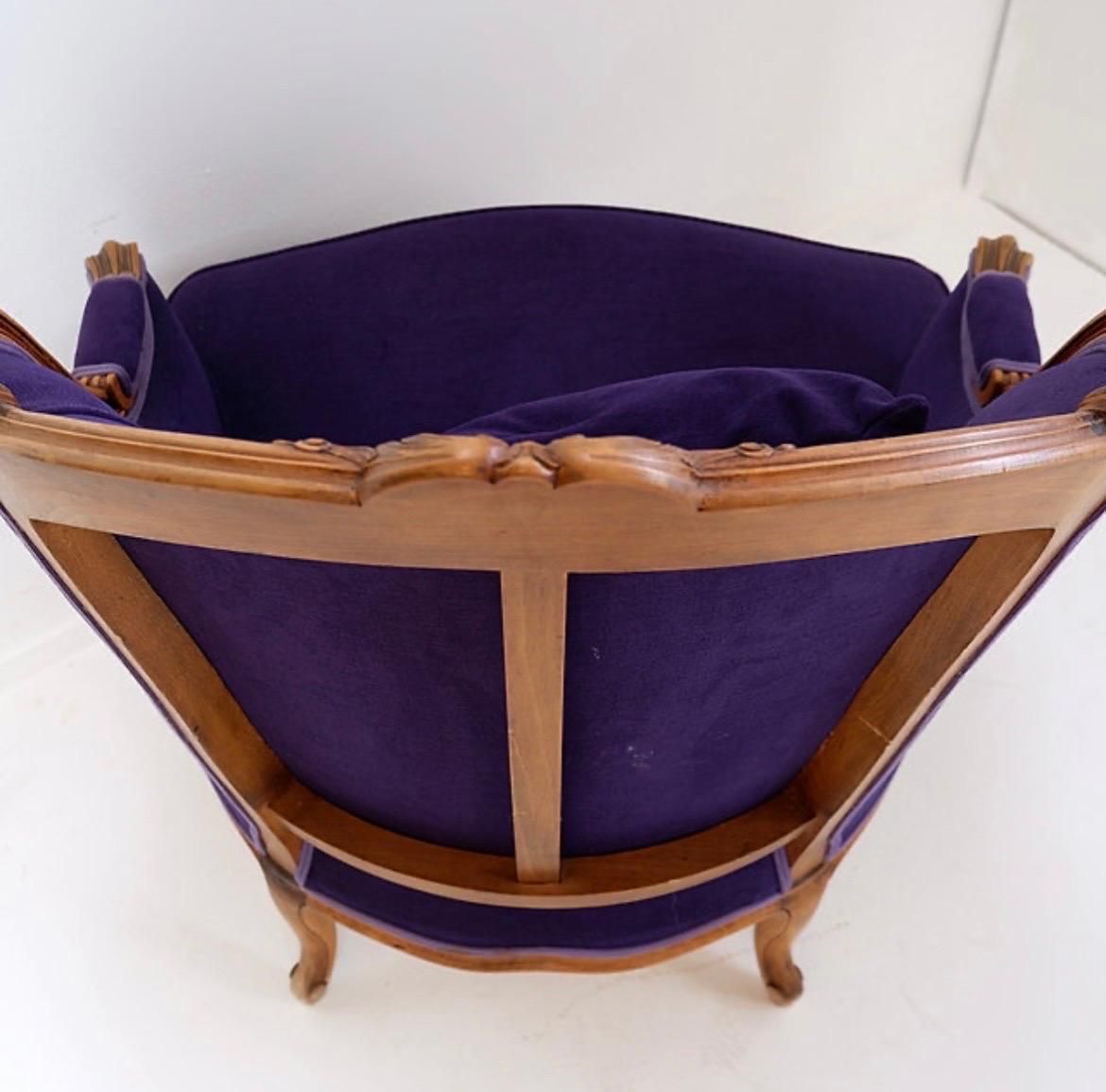 French Bergere Armchair    New Mauve Velvet Upholstery   20th photo buy