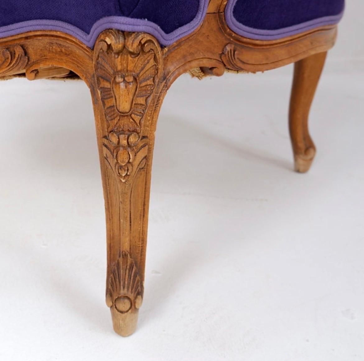 photo for sale French Bergere Armchair    New Mauve Velvet Upholstery   20th