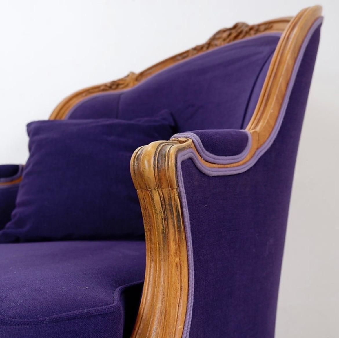 Furniture French Bergere Armchair    New Mauve Velvet Upholstery   20th photo