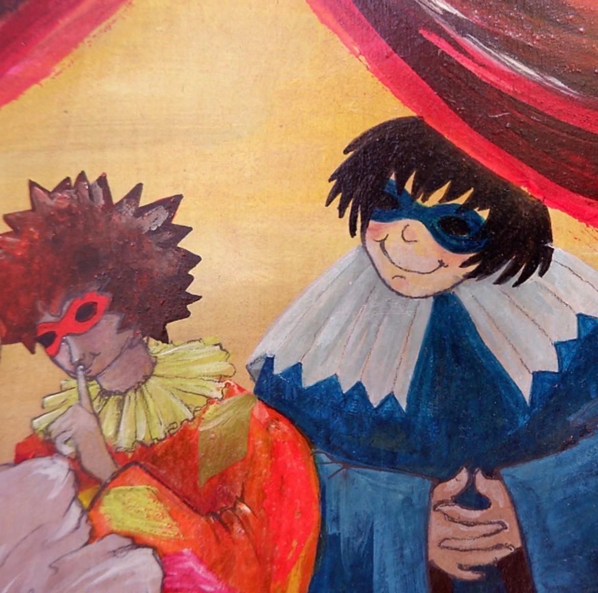 'Carnival' Acrylic Painting On Panel, Belgium, 1990s, Renée Smith Odou photo furniture