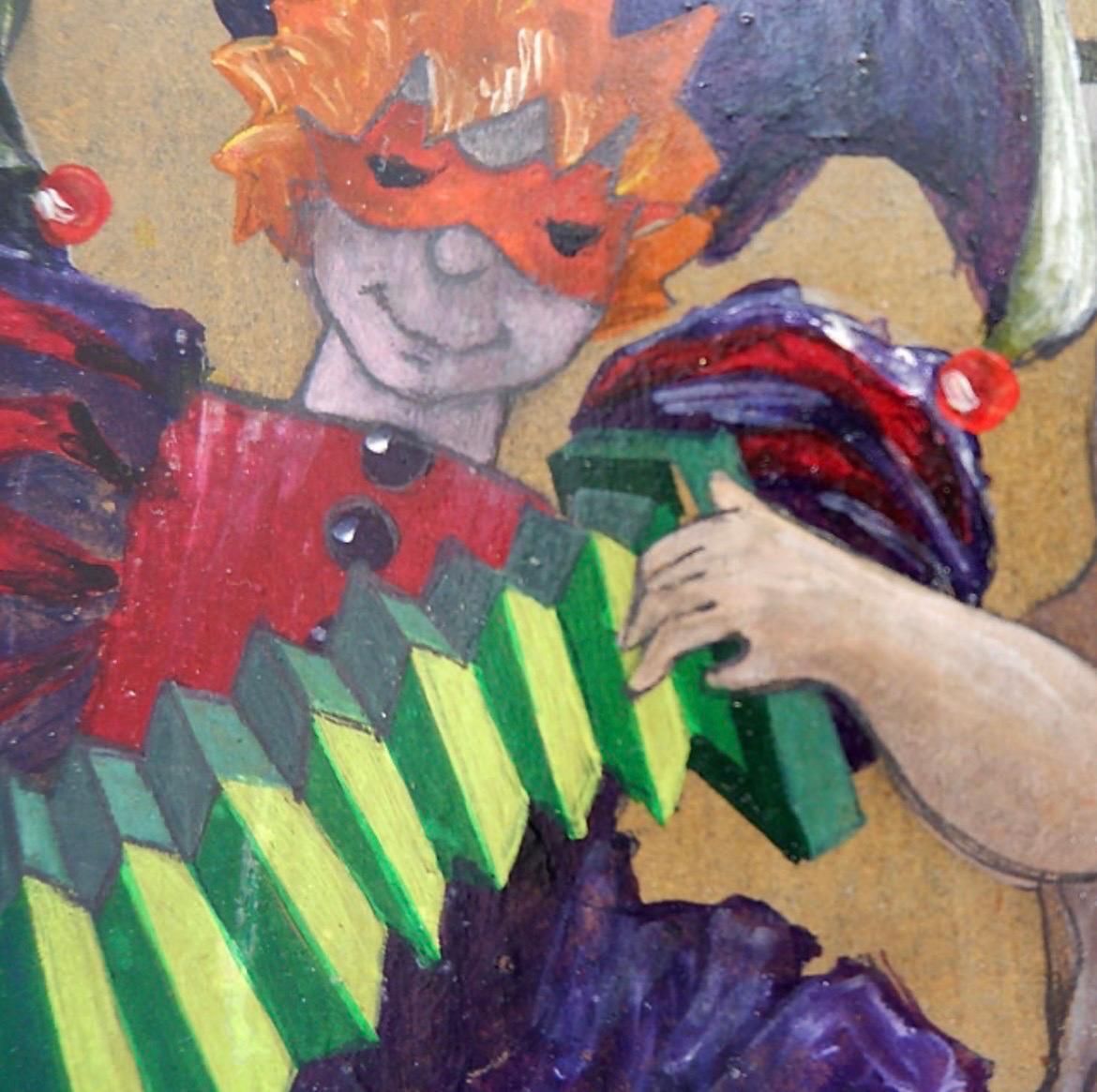 'Carnival' Acrylic Painting On Panel, Belgium, 1990s, Renée Smith Odou photo vinterior