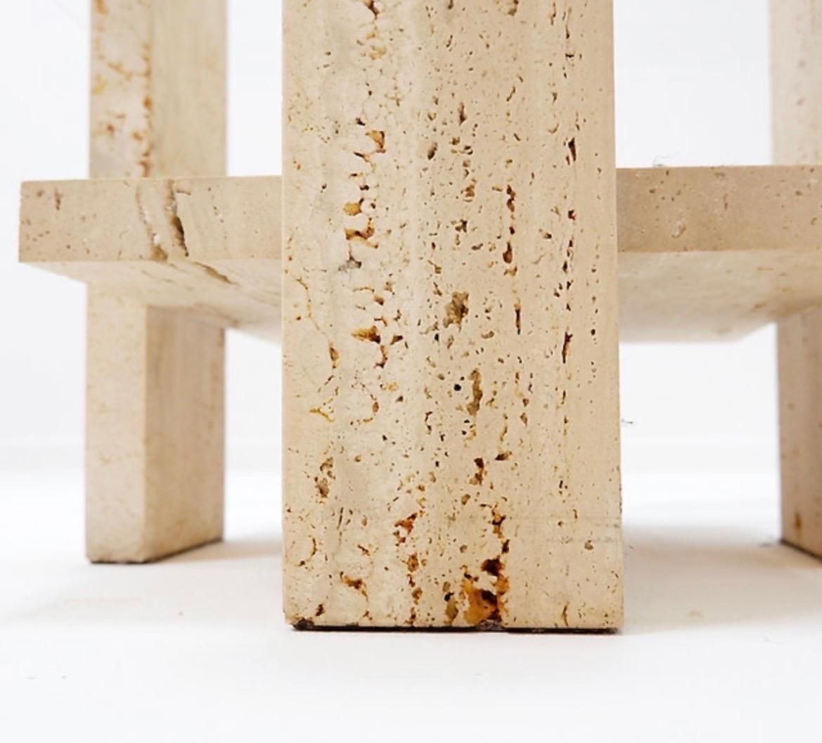 Pair Of Travertine And Glass End Tables By Willy Ballez, Belgium 1970s photo Furniture