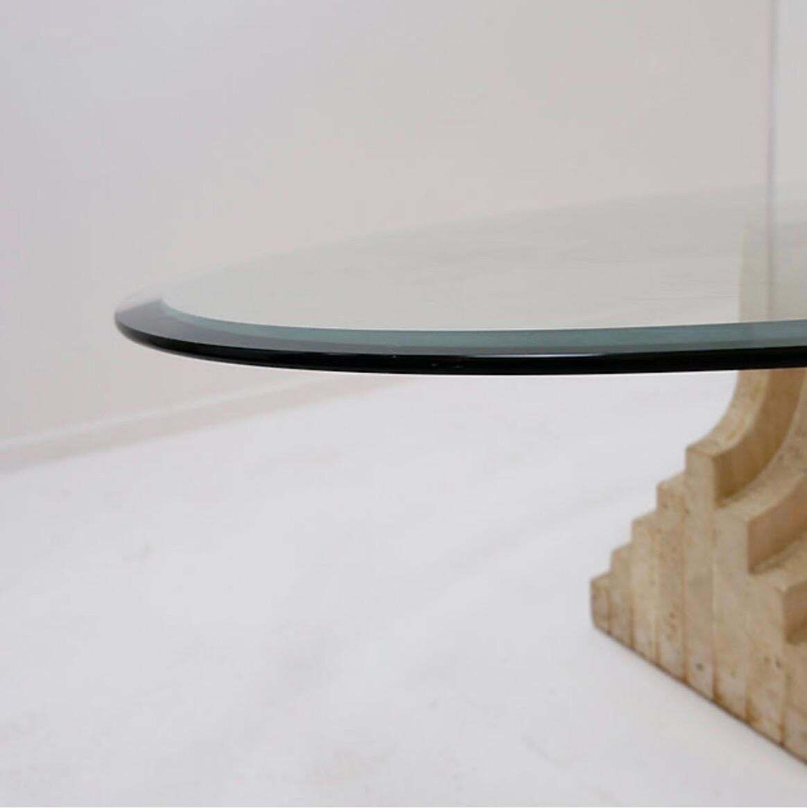 Sculptural Glass And Travertine Coffee Table Tobia Scarpa Style   1980s photo 1907.0