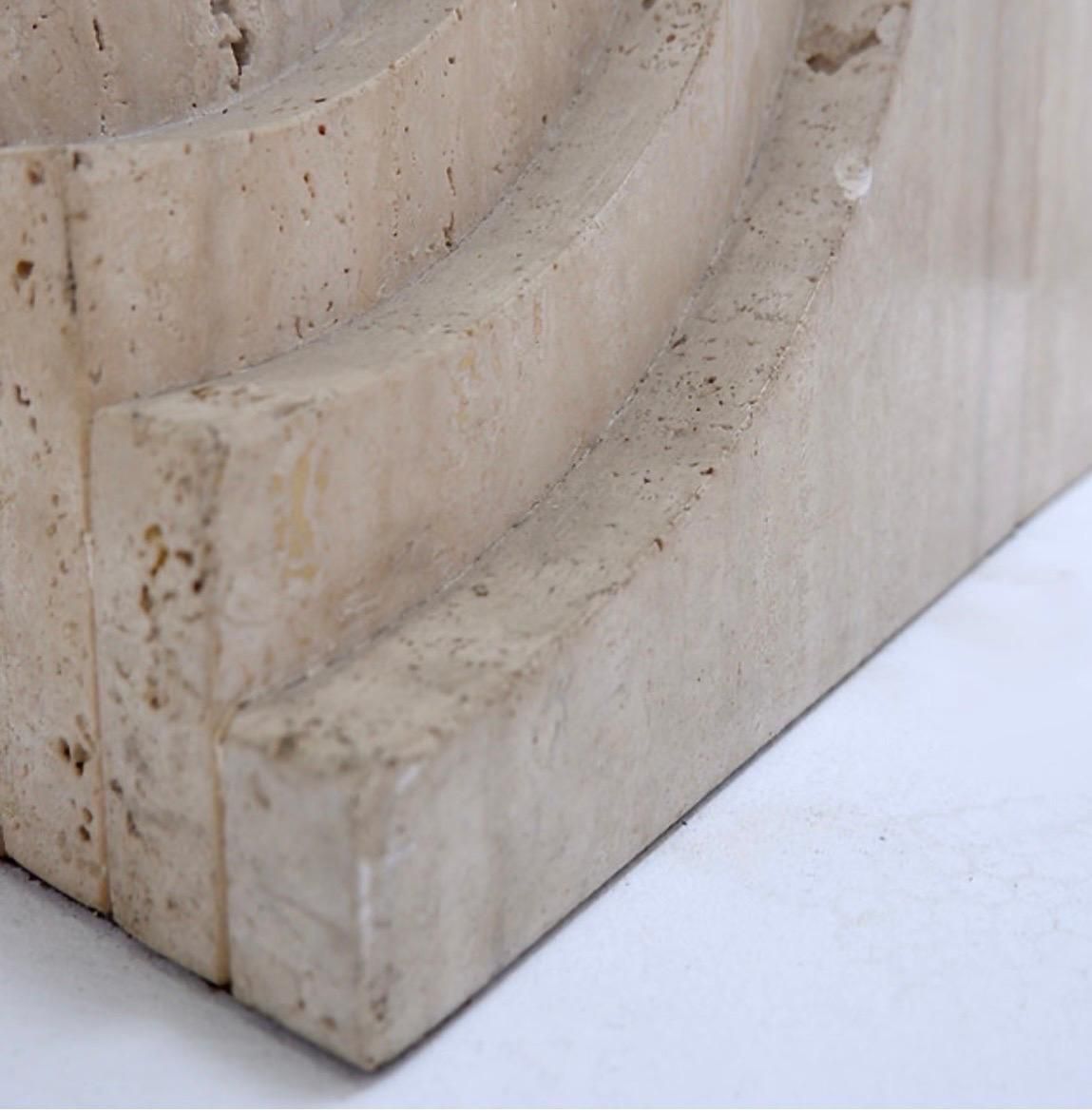 Sculptural Glass And Travertine Coffee Table Tobia Scarpa Style   1980s photo buy