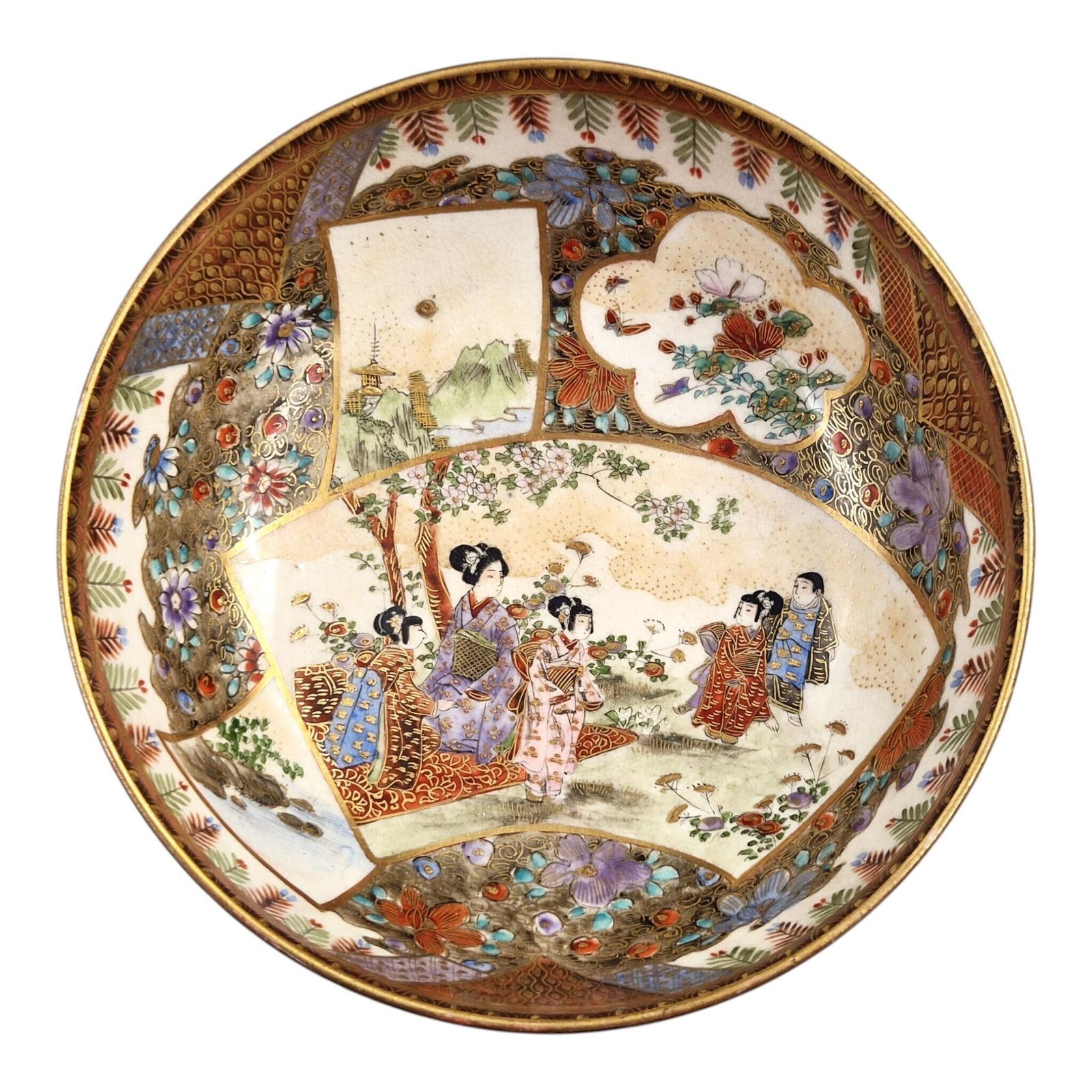 Fijn Meiji Japans Satsuma-kom, gesigneerd Kozan, ca. 1890-1905 photo vintage