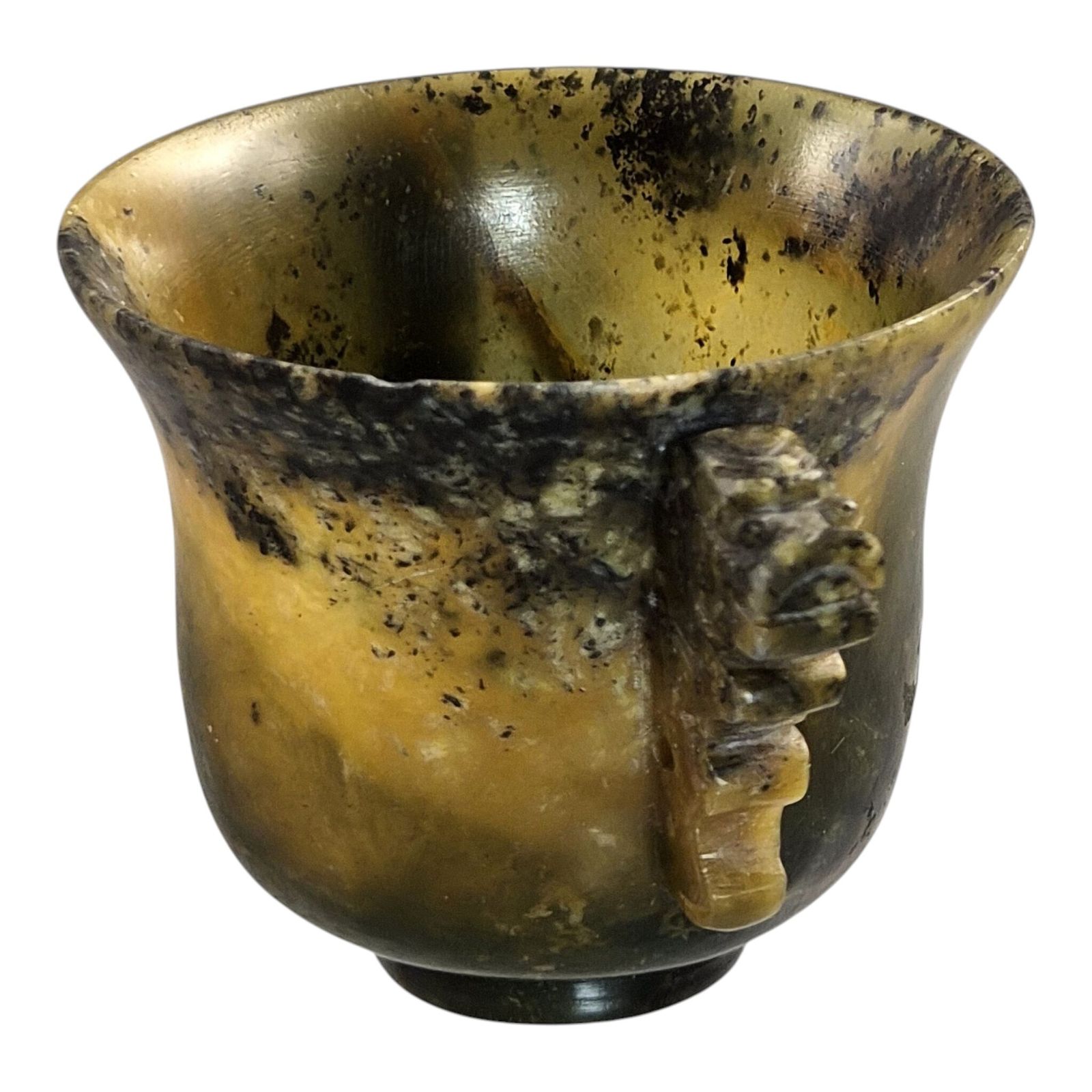 Chinese Nephrite Archaistic Scholar’s Cup With Taotie Handles C. 1900–1910 photo 600.0