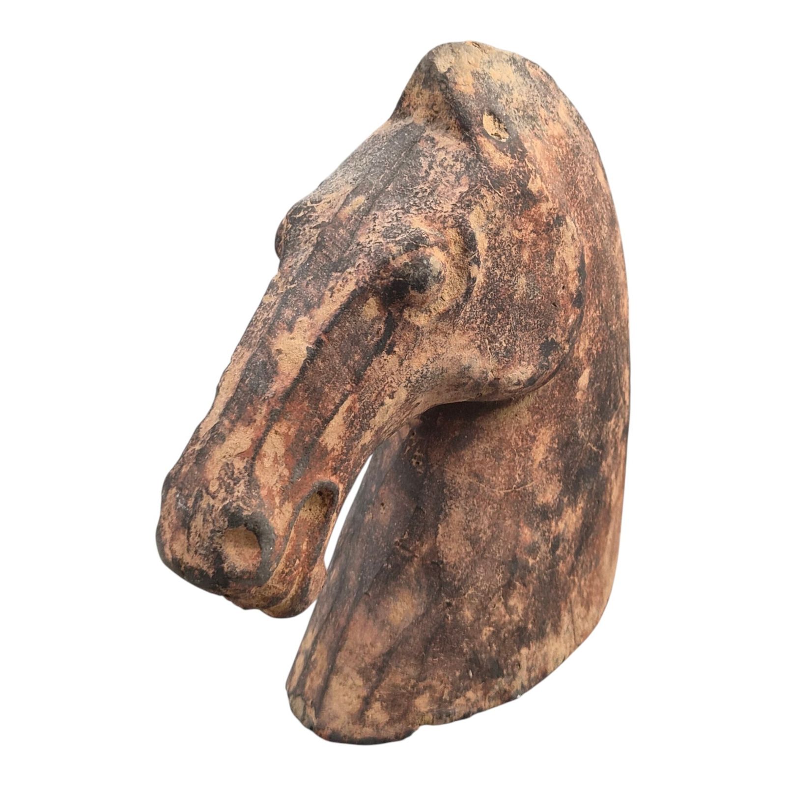 Chinese Han Dynasty Type Painted Terracotta Horse Head, Mingqi Tomb Figure photo Art