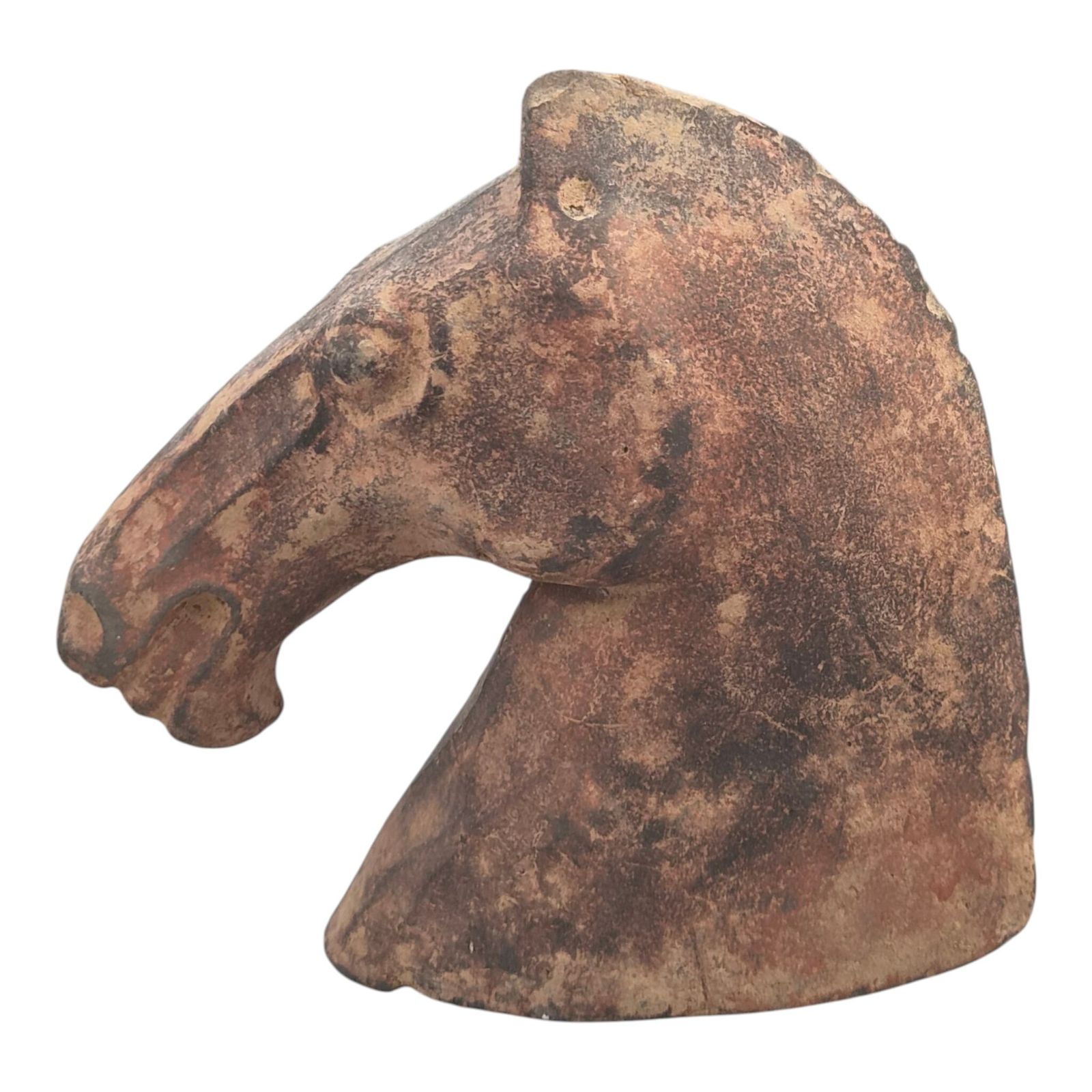 Chinese Han Dynasty Type Painted Terracotta Horse Head, Mingqi Tomb Figure photo 600.0