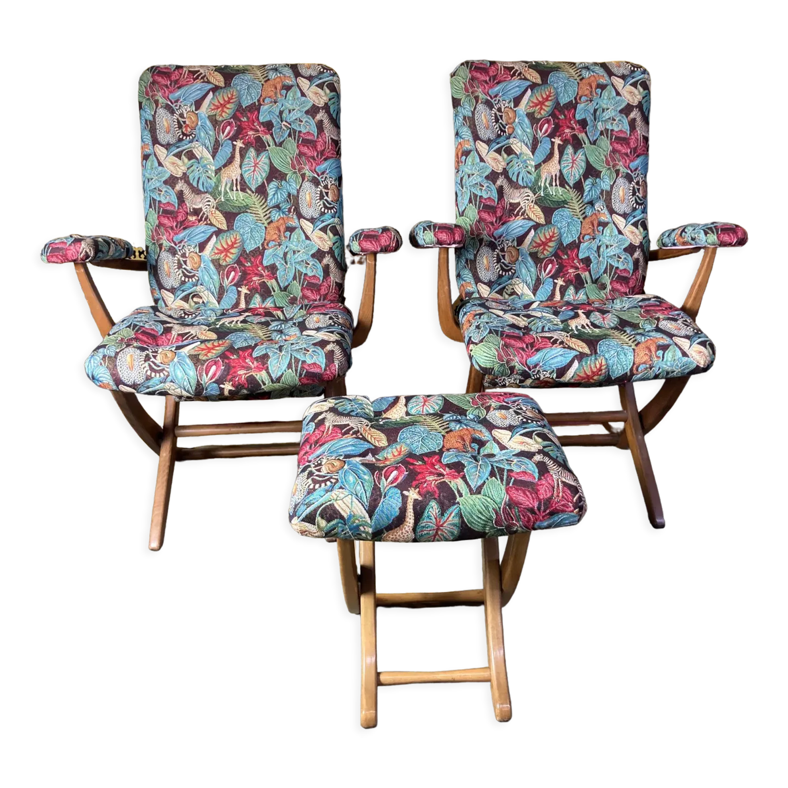 Pair Of Poly Comfort Armchairs And 1 Footrest