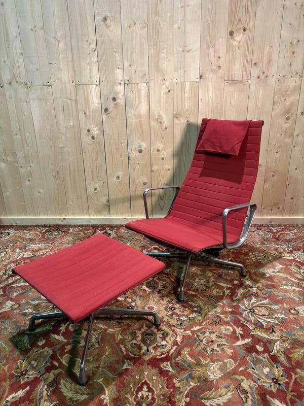 Charles Eames Bauhaus Aluminum Armchair And Ottoman photo for sale