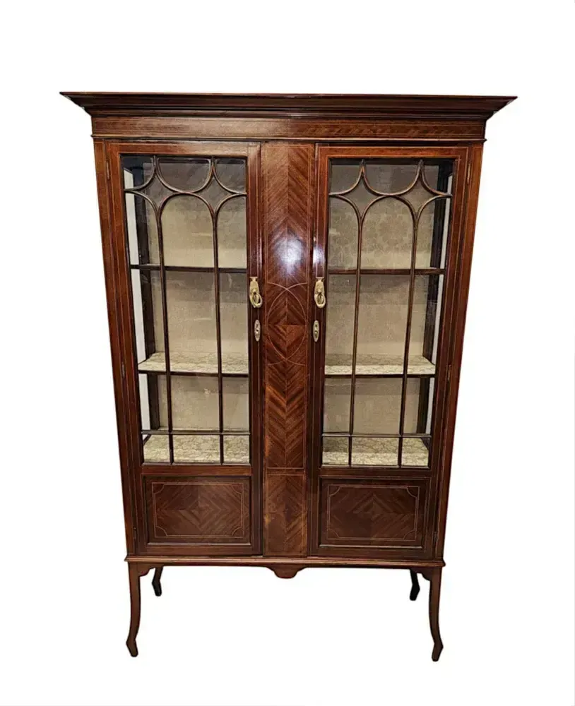 A Very Fine Edwardian Inlaid Display Case Labelled Piggott Bros Liverpool photo Furniture
