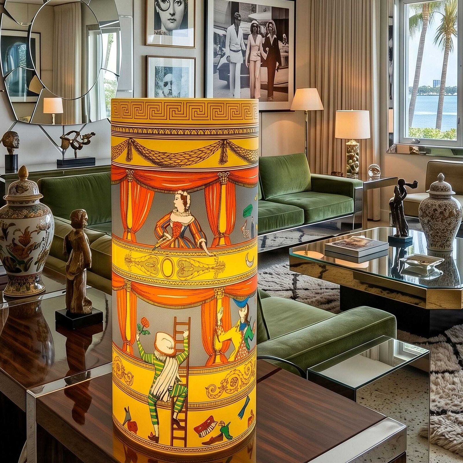 Lampe de table « Commedia Dell'Arte » années 1990, par Piero Fornasetti pour Antonangeli. photo Luminaires