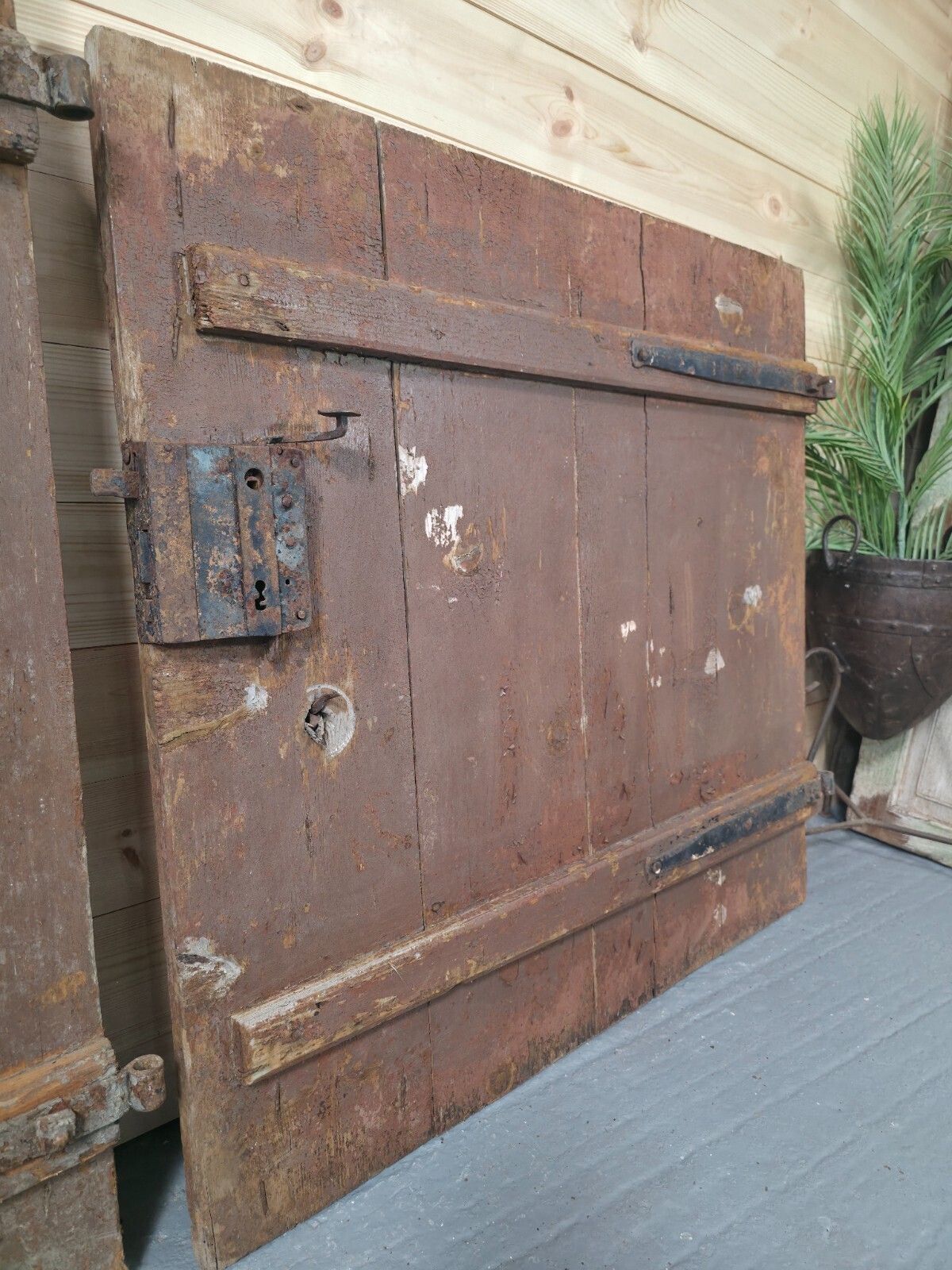 Home Fixtures Antique French Split 2 Piece Rustic Wooden Vineyard Cellar Stable Door photo