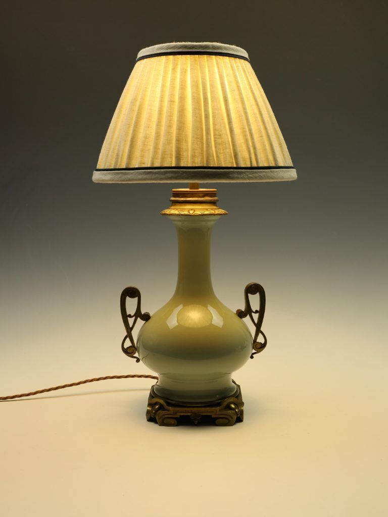 Small Empire Lampshade – Ecru With Ink Trim | Handmade In The Uk photo vintage