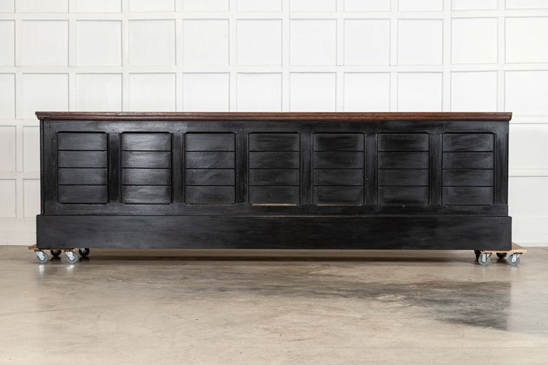 Monumental 19thc English Walnut Top Ebonised Pine Haberdashery Shop Counter photo furniture
