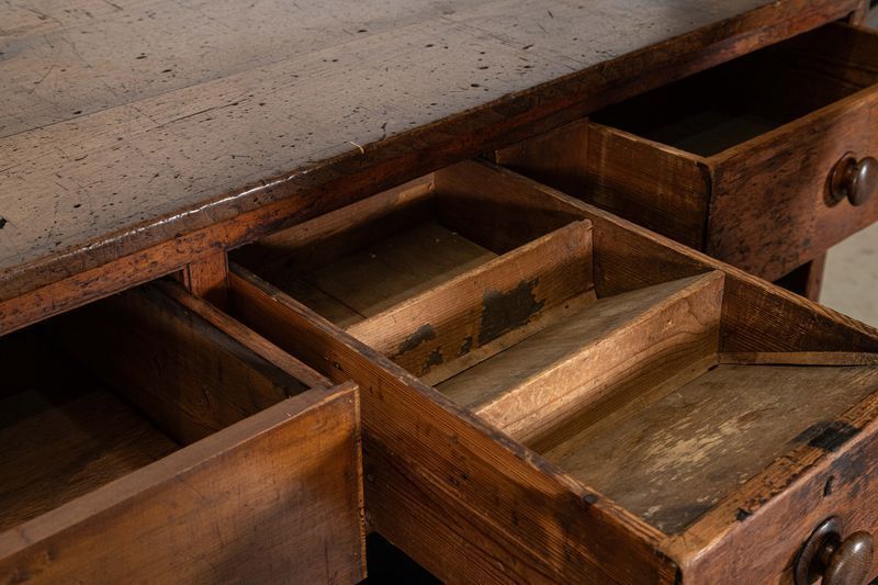 6843.0 Monumental 19thc English Walnut Top Ebonised Pine Haberdashery Shop Counter photo