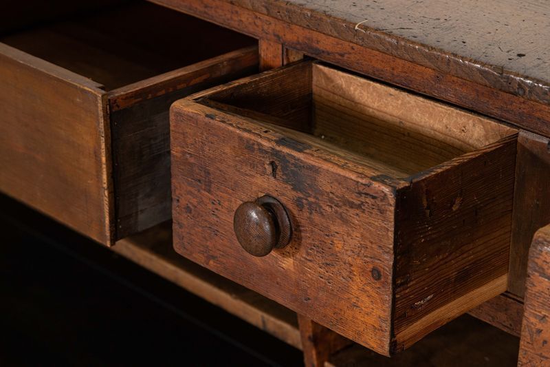 photo vinterior Monumental 19thc English Walnut Top Ebonised Pine Haberdashery Shop Counter