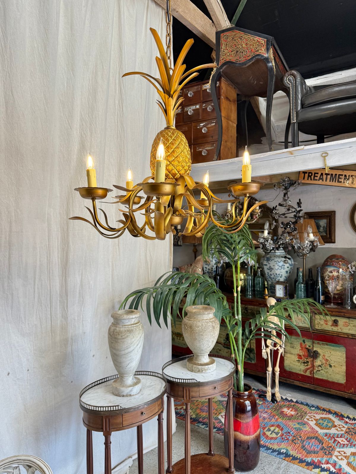 Gold Pineapple Pendant Chandelier By Graham And Green photo vintage