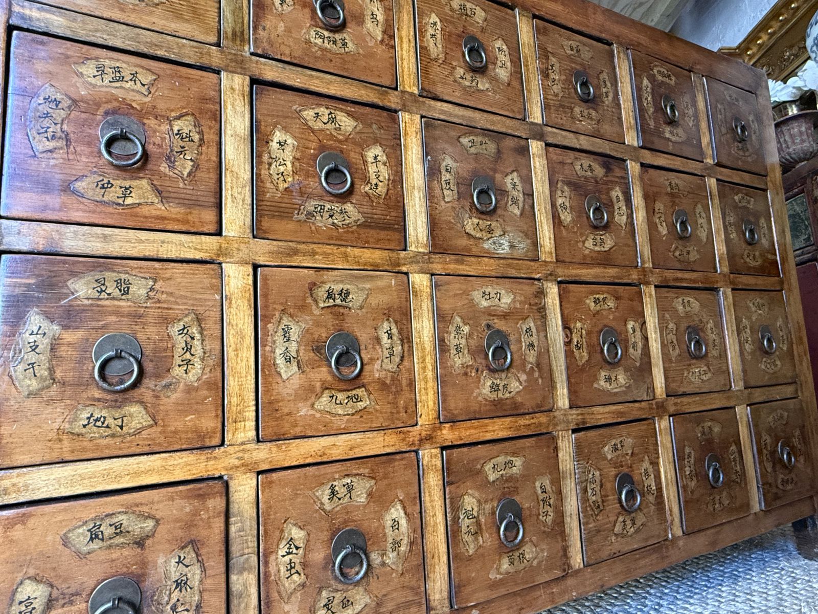photo for sale Chinese Apothecary Chest Of 24 Drawers Oriental Sideboard