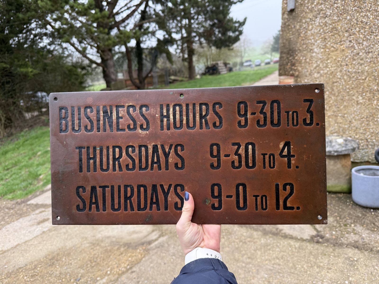 Vintage Copper Business Sign Collectible Advertising Sign photo furniture