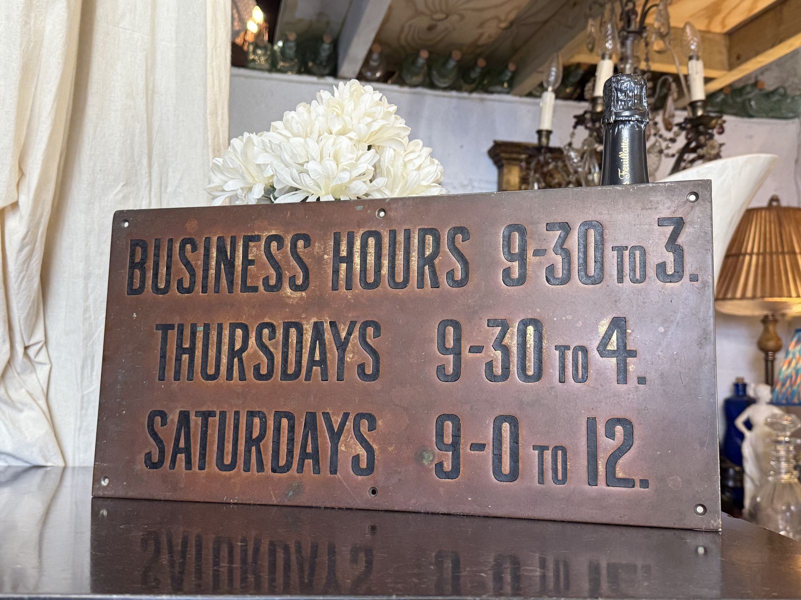 photo furniture Vintage Copper Business Sign Collectible Advertising Sign