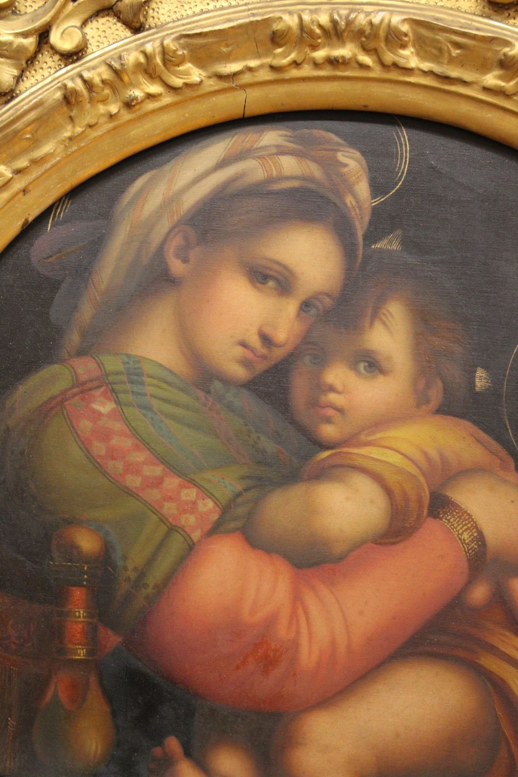 photo furniture Antique 19th Century Oil On Canvas Madonna Of The Chair After Raphael
