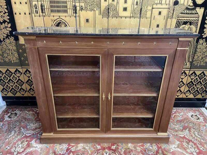 Library   Empire Style Display Cabinet In Mahogany And Black Marble photo buy
