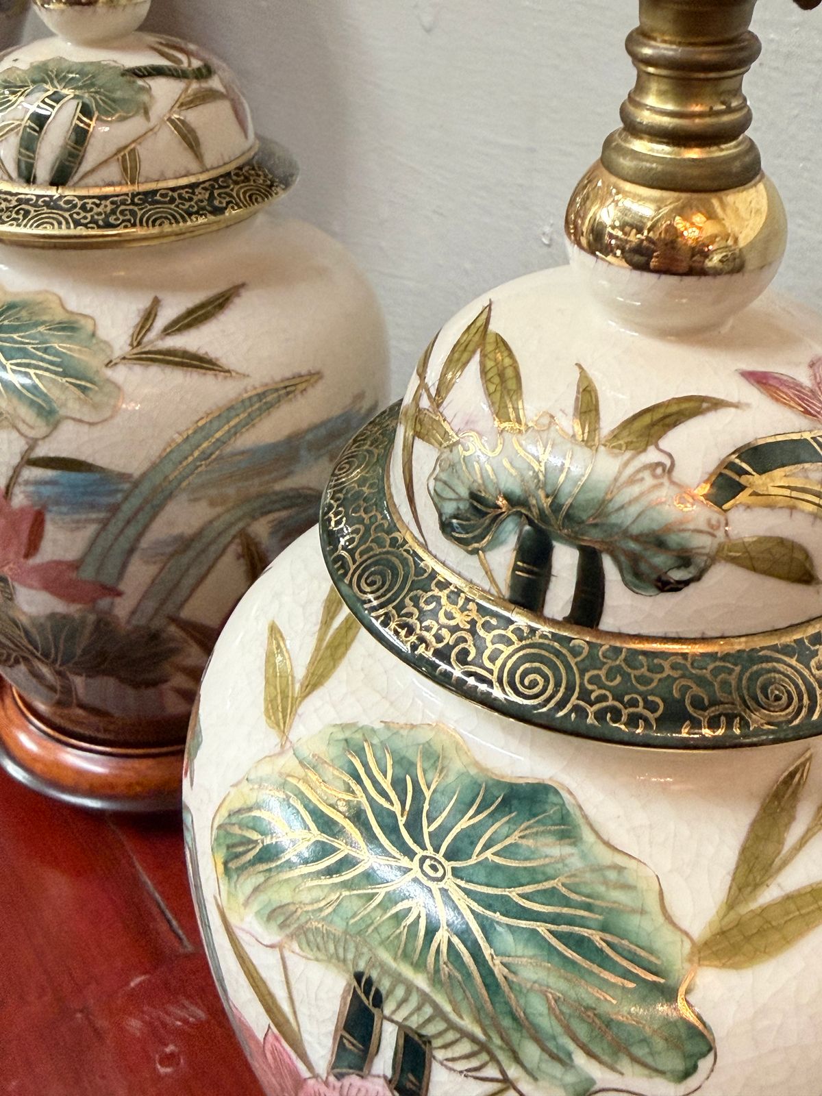 Pair Or Oriental Porcelain Ginger Jar Vase Lamps Table Lamps photo furniture