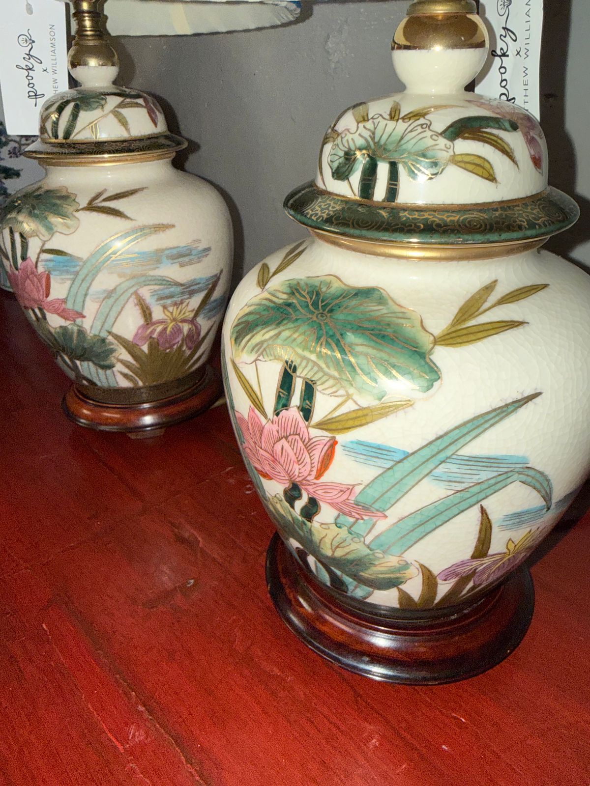 Pair Or Oriental Porcelain Ginger Jar Vase Lamps Table Lamps photo Lighting
