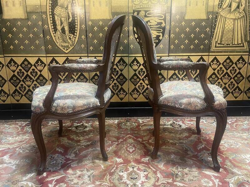 Pair Of Louis XV Style Oak Armchairs photo Furniture